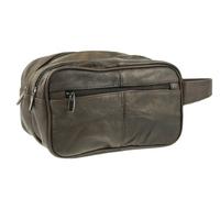 LORENZ - Miami Large Leather Wash Bag Toiletry Case (Brown)
