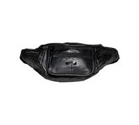 LORENZ Real Leather 6 Pocket Soft Sheep Nappa Full Leather Bum Bag Waist Bag (1452-BLACK)