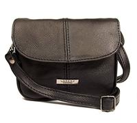 Lorenz Real Leather Very Small Shoulder Cross-body Bag Detachable Strap Black