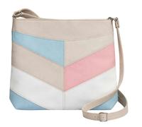 Lorenz Retro Colour Block Chevron Crossbody Bag Womens Faux Leather Shoulder Travel Bag (Beige/Pink/Blue/White)