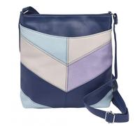 Lorenz Retro Colour Block Chevron Crossbody Bag Womens Faux Leather Shoulder Travel Bag (Navy/Blue/Lilac/Beige)