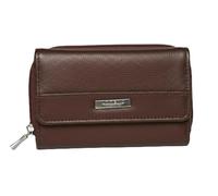Lorenz RFID Leather Womens Wallet Zip Around Purse Secure Double Card Swing Cowhide Brown Compact Organiser