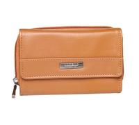 Lorenz RFID Leather Womens Wallet Zip Around Purse Secure Multi Card Slots Cowhide Tan Compact Organiser