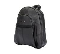 LORENZ Small Leather Zip Round Backpack Day Bag Day Sack Rucksack Capacity Approx. 4 litters - Various Colours (3748-BLACK)