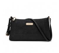 Lorenz Suedette Effect Shoulder Bag for Women, Lightweight Top Zip Handbag, Adjustable Strap, Inner Zip Pocket, Everyday Crossbody Shoulder Bag, 26 x 14 x 6 cm (Black)