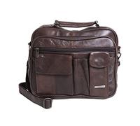 LORENZ Unisex Real Leather Travel Flight Shoulder Cross Body Organiser Handbag Bag (3727-DARKBROWN)