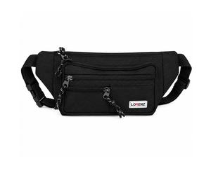 Lorenz Unisex Slimline 3 Zip Bumbag in Black LORENZ Black