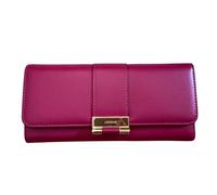 Lorenz Women’s Block Colour Matinee Purse - Buffalo Grain Faux Leather with Card Slots, ID Window & Coin Section (Magenta)