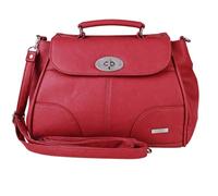 Lorenz Triple Zip Flapover Crossbody Shoulder Bag - Red