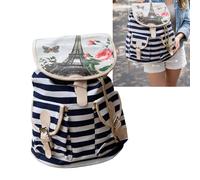 Lorenz Women's Boho Paris Striped Canvas Backpack LORENZ Multicolor