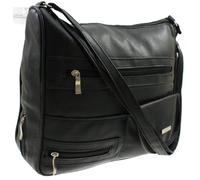 Lorenz Women's Large Designer Tote Shoulder Cross Body Messenger Hand Bag Black