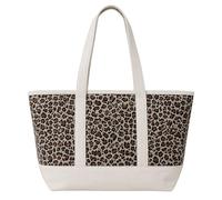 Lorenz XL Beach Bag for Women - Large Zip Top Holiday Tote with Mesh Covering, Inner Zip Pocket & Shoulder Handles - Leopard, Flamingo, Tropical Floral & Palm Tree Designs - 57 x 40 x 20 cm (Leopard)