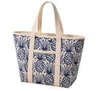 Lorenz XL Pineapple Beach Bag for Women - Extra Large Zip Top Holiday Tote Bag with Front & Rear Pockets, Internal Zip Pocket, Beach Pool Travel Shopping Bag 58 x 40 x 22 cm (Navy)