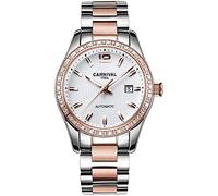 LOREO Women's Automatic Watch Diamond-Accented Dress Watch for Women Self-Winding Mechanical Watch with Sapphire Crystal Stainless Steel Two-Tone Bracelet 33MM Elegant Wrist Watch, White, luxury