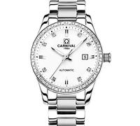 LOREO Women's Diamond Automatic Mechanical Rose Gold Stainless Steel Sapphire Waterproof Lady's Elegant White Watch (White dial), silver with white dial, Mechanical,Self-winding
