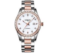 LOREO Women's Diamond Automatic Mechanical Rose Gold Stainless Steel Sapphire Waterproof Lady's Elegant Blue Watch, white dial/NO.2, Mechanical,Self-winding