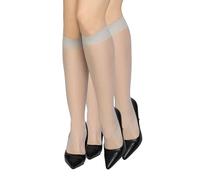 LORES 2 Pairs Women’s Knee-High Socks - Sheer 15 DEN Second Skin Pop Socks Natural Colours Office & Casual Wear Melanie15