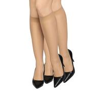 LORES 2 Pairs Women’s Knee-High Socks - Sheer 15 DEN Second Skin Pop Socks Natural Colours Office & Casual Wear Melanie15, Camel
