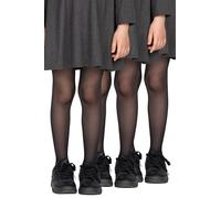 LORES 3-Pack Girls Tights Plain School Semi Sheer Pantyhose Classic Footed Dance Ballet Stockings Everyday 20 DEN Tonia, Nero 11-12 years