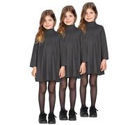 LORES 3-Pack Girls Tights Plain School Semi Sheer Pantyhose Classic Footed Dance Ballet Stockings Everyday 20 DEN Tonia, Nero 11-12 years