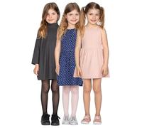 LORES 3-Pack Girls Tights Plain School Semi Sheer Pantyhose Classic Footed Dance Ballet Stockings Everyday 20 DEN Tonia, Mix 11-12 years