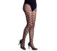 LORES Black Thin Tights Matt Semi Sheer Ladies Pantyhose with Pattern Office School Diamonds Sexy Patterned Outfit, Messina Nero 5