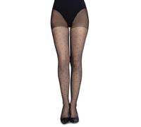 LORES Black Thin Tights Matt Semi Sheer Ladies Pantyhose with Pattern Office School Diamonds Sexy Patterned Outfit Tulle Nero 3/4