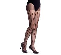 LORES Black Thin Tights Matt Semi Sheer Ladies Pantyhose with Pattern Office School Diamonds Sexy Patterned Outfit, Ritmo Nero 5