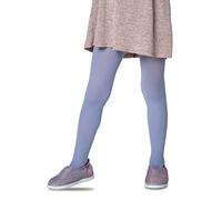 LORES Denim Blue Tights for Girls 40 DEN Opaque Plain Solid Footed, Soft Microfibre Ballet Tights, School Uniform Tights Kids Dance Gymnastics Everyday-wear, 5-6 Years (110/116 cm)