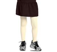 LORES Ecru Tights for Girls 40 DEN Opaque Plain Solid Footed, Soft Microfibre Ballet Tights, School Uniform Tights Kids Dance Gymnastics Everyday-wear, 11-12 Years (146/152 cm)