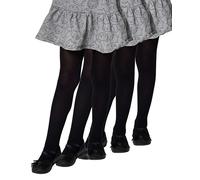 LORES Girls Kids Plain Black Tights - 3 pairs - Footed Ballet Dance School 40 Denier Opaque, Nero Size 3/4 years