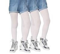 LORES Girls Kids Plain White Tights - 3 pairs - Footed Ballet Dance School 40 Denier Opaque, Bianco Size 9/10 years