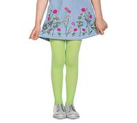 LORES Grass Green Tights for Girls 40 DEN Opaque Plain Solid Footed, Soft Microfibre Ballet Tights, School Uniform Tights Kids Dance Gymnastics Everyday-wear, 7-8 Years (122/128 cm)