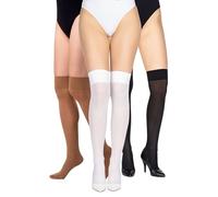 LORES Multipack Women’s Microfiber Opaque Knee High Socks Over Knee Thigh High Long Warm Sock for Girl Cosplay Stockings 60 DEN, 3 pairs, Bianco, Nero, Visone
