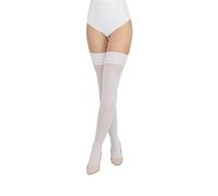 LORES Opaque 60 Denier Hold Ups Stockings High Tights Over the Knee Sexy Hosiery Silicone, Bianco XL/XXL