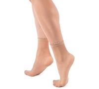 LORES Patterned Fancy Womens Socks Short Sheer Pop Stocking Free-Size 20 DEN, Dot Natural