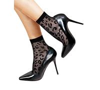 LORES Patterned Fancy Womens Socks Short Sheer Pop Stocking Free-Size 20 DEN, Leopardo