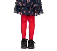 LORES Red Tights for Girls 40 DEN Opaque Plain Solid Footed, Soft Microfibre Ballet Tights, School Uniform Tights Kids Dance Gymnastics Everyday-wear, 7-8 Years (122/128 cm)