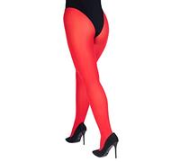 LORES Satin Womens Tights 100 Denier Thick Shiny Look Plain Sheen Opaque Full Stockings Pressure-Free Pantyhose Lucido, Red L