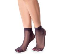 LORES Semi Sheer Womens Low Cut Socks Invisible Ankle High Pop Nylon Soft Comfort One Size 15 DEN 2 Pairs, Fumo