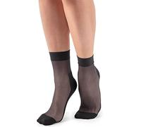 LORES Sheer Women Invisible Pop-Socks Black 20 DEN One-size Ankle Massage-Sole Nylon Massaggio, Nero