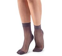 LORES Sheer Women Invisible Pop-Socks Dark Grey 20 DEN One-size Ankle Massage-Sole Nylon Massaggio, Fumo