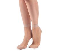 LORES Sheer Women Invisible Pop-Socks Light Beige 20 DEN One-size Ankle Massage-Sole Nylon Massaggio, Natural