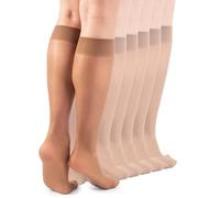 LORES Socks for Women - Silky Smooth Everyday Socks, Elegant 15 Den Knee-Highs, Lightweight and Comfortable Knee-High Stockings, 6-Pack for Everyday and Office Wear, Bronzo