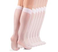 LORES Socks for Women - Silky Smooth Everyday Socks, Elegant 15 Den Knee-Highs, Lightweight and Comfortable Knee-High Stockings, 6-Pack for Everyday and Office Wear, Bianco