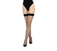 LORES Women’s Self-supporting Hold ups Fishnet Type Stockings Evening Style Sexy & Sensual Look Ladies Lingerie Casino, Nero XS/S