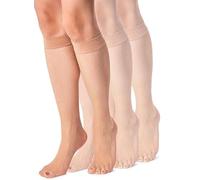 LORES Womens Knee-high Socks Fishnet Style Stockings Free-size Diamond Pattern, Eli Visone, 3-PACK