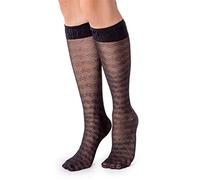LORES Womens Sheer Knee High Pop Socks Fancy Patterned Soft- Fun Long, Daniela Nero