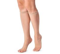 LORES Womens Sheer Knee High Pop Socks Fancy Patterned Soft- Fun Long, Peperone Natural