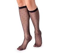 LORES Womens Sheer Knee High Pop Socks Fancy Patterned Soft- Fun Long, Peperone Nero
